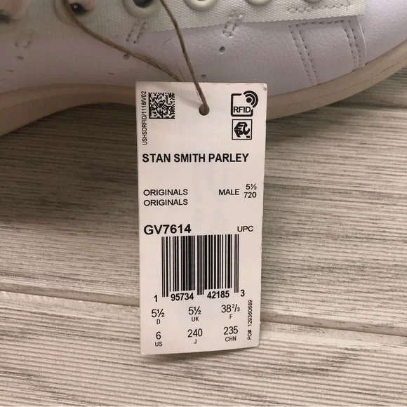 adidas Stan Smith Parley White Black shoes GV7614 US 6 - Picture 6 of 8